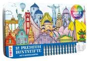 Cover von Colorful World Weltreise Designdose mit 12 Buntstiften