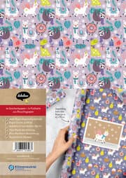 Cover von Kinder Geschenkpapier-Set Weihnachten/Tiere mit Einhorn, Lama und Faultier