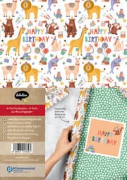 Cover von Geschenkpapier-Set zum Geburtstag: Happy Birthday Tiere für Mädchen/Junge