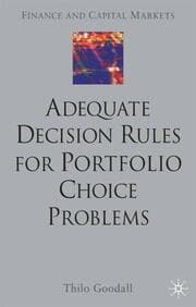 Cover von Adequate Decision Rules for Portfolio Choice Problems