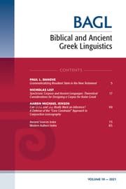 Cover von Biblical and Ancient Greek Linguistics, Volume 10