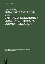 Cover von Qualitätskriterien der Umfrageforschung / Quality Criteria for Survey Research