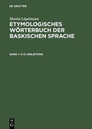 Cover von Etymologisches Wörterbuch der baskischen Sprache