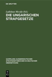 Cover von Die Ungarischen Strafgesetze