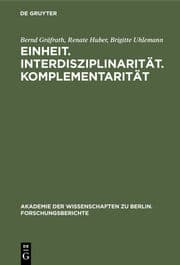 Cover von Einheit. Interdisziplinarität. Komplementarität
