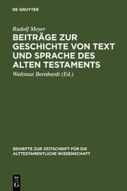 Cover von Beiträge zur Geschichte von Text und Sprache des Alten Testaments