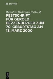 Cover von Festschrift für Gerold Bezzenberger zum 70.Geburtstag am 13.März 2000