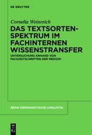 Cover von Das Textsortenspektrum im fachinternen Wissenstransfer