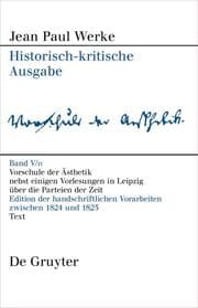 Cover von Vorschule der Aesthetik