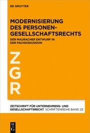 Cover von Modernisierung des Personengesellschaftsrechts