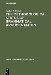 Cover von The Methodological Status of Grammatical Argumentation