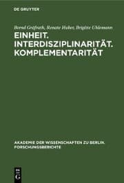 Cover von Einheit. Interdisziplinarität. Komplementarität