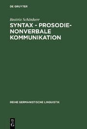 Cover von Syntax - Prosodie - nonverbale Kommunikation