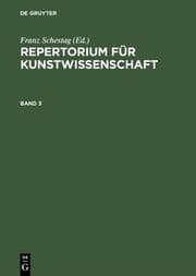 Cover von Repertorium für Kunstwissenschaft