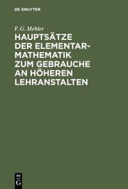 Cover von Hauptsätze der Elementar-Mathematik zum Gebrauche an höheren Lehranstalten