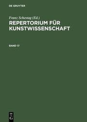 Cover von Repertorium für Kunstwissenschaft