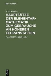 Cover von Hauptsätze der Elementar-Mathematik zum Gebrauche an höheren Lehranstalten