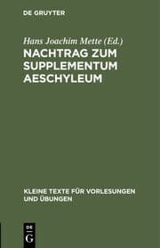 Cover von Nachtrag zum Supplementum Aeschyleum