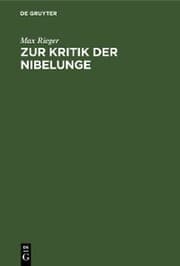 Cover von Zur Kritik der Nibelunge