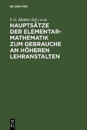 Cover von Hauptsätze der Elementar-Mathematik zum Gebrauche an höheren Lehranstalten