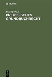 Cover von Preußisches Grundbuchrecht