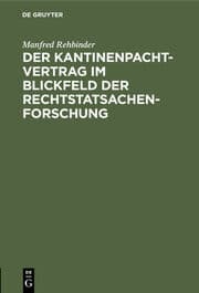 Cover von Der Kantinenpachtvertrag im Blickfeld der Rechtstatsachenforschung