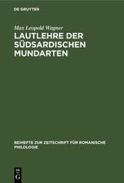 Cover von Lautlehre der Südsardischen Mundarten