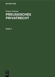Cover von Franz Förster: Preußisches Privatrecht. Band 2