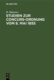Cover von Studien zur Concurs-Ordnung vom 8. Mai 1855