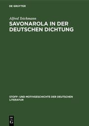 Cover von Savonarola in der Deutschen Dichtung