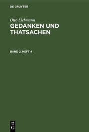 Cover von Otto Liebmann: Gedanken und Thatsachen. Band 2, Heft 4