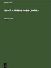 Cover von Ernährungsforschung. Band 26, Heft 1