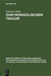 Cover von Zum Mongolischen Tanjur