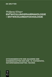 Cover von Entwicklungspharmakologie - Entwicklungstoxikologie