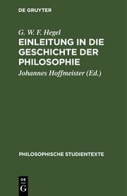 Cover von Einleitung in die Geschichte der Philosophie
