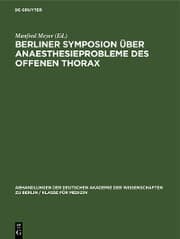 Cover von Berliner Symposion über Anaesthesieprobleme des offenen Thorax