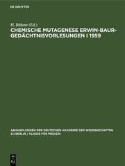 Cover von Chemische Mutagenese Erwin-Baur-Gedächtnisvorlesungen I 1959
