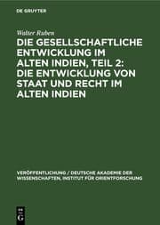 Cover von Die Entwicklung von Staat und Recht im Alten Indien