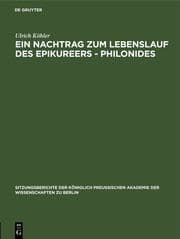 Cover von Ein Nachtrag zum Lebenslauf des Epikureers - Philonides