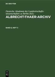 Cover von Albrecht-Thaer-Archiv. Band 6, Heft 3