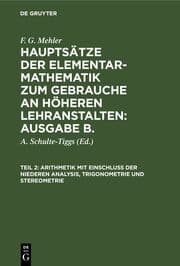 Cover von Arithmetik mit Einschluß der niederen Analysis, Trigonometrie und Stereometrie