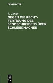 Cover von Gegen die Rechtfertigung des Sendschreibens über Schleiermacher
