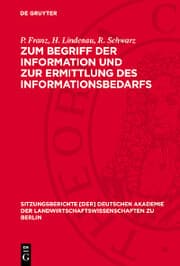 Cover von Zum Begriff der Information und zur Ermittlung des Informationsbedarfs