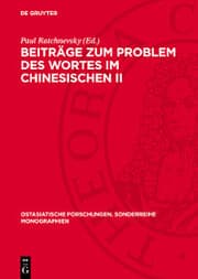 Cover von Beiträge zum Problem des Wortes im Chinesischen II