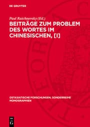 Cover von Beiträge zum Problem des Wortes im Chinesischen,[I]