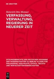 Cover von Verfassung, Verwaltung, Regierung in neuerer Zeit