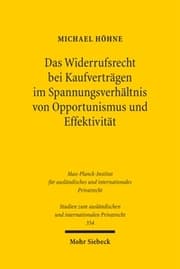 Cover von Das Widerrufsrecht bei Kaufverträgen im Spannungsverhältnis von Opportunismus und Effektivität
