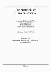 Cover von Die Matrikel der Universität Wien