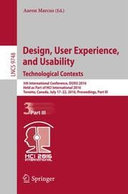 Cover von Design, User Experience, and Usability: Technological Contexts
