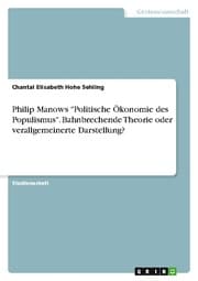 Cover von Philip Manows 'Politische Ökonomie des Populismus'. Bahnbrechende Theorie oder verallgemeinerte Darstellung?